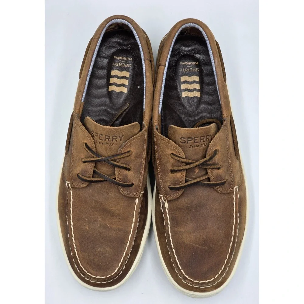 Sperry Gold Cup Men's 9.5M Tan Plushwave 2.0 Boat Shoes – Authentic Leather